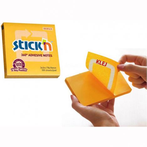 Karteczki samoprzylepne Stick'n 76x76mm, 100szt żółte ciemne - 2